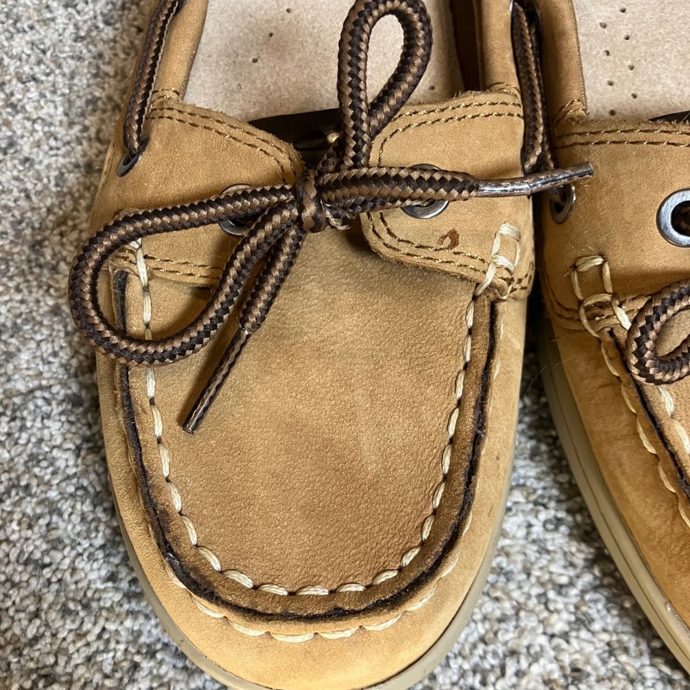 Natural Soul by Naturalizer Womens 8M Tan Suede Leopard Print Boat Shoes Loafers - Picture 7 of 10